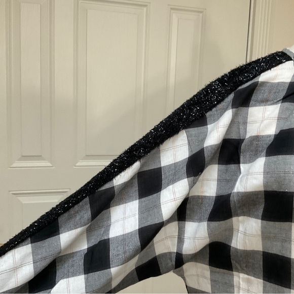 NWT Tibi Plaid Crew Neck Top Black & White Oversize XS - Picture 6 of 12